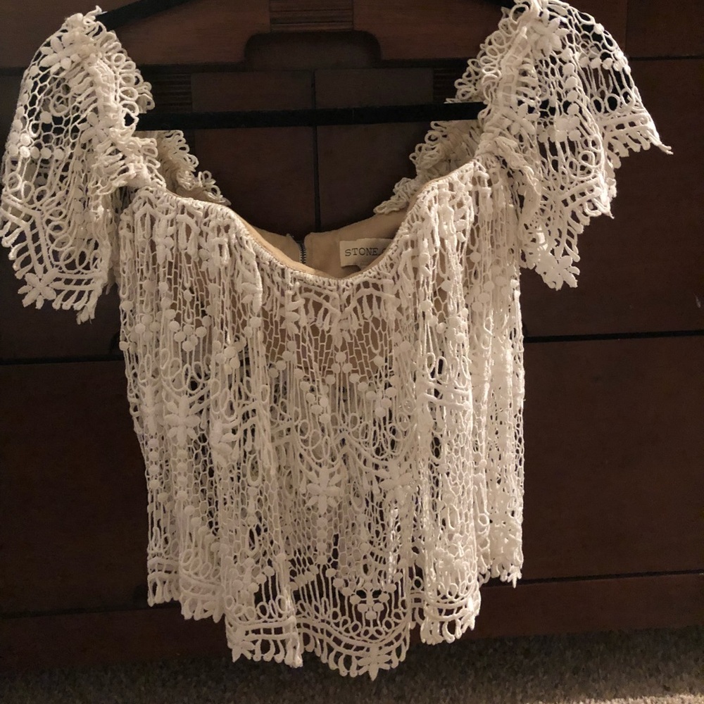 Stone cold fox off the shoulder top